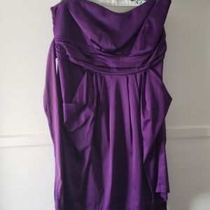 Purple Satin Strapless Dress